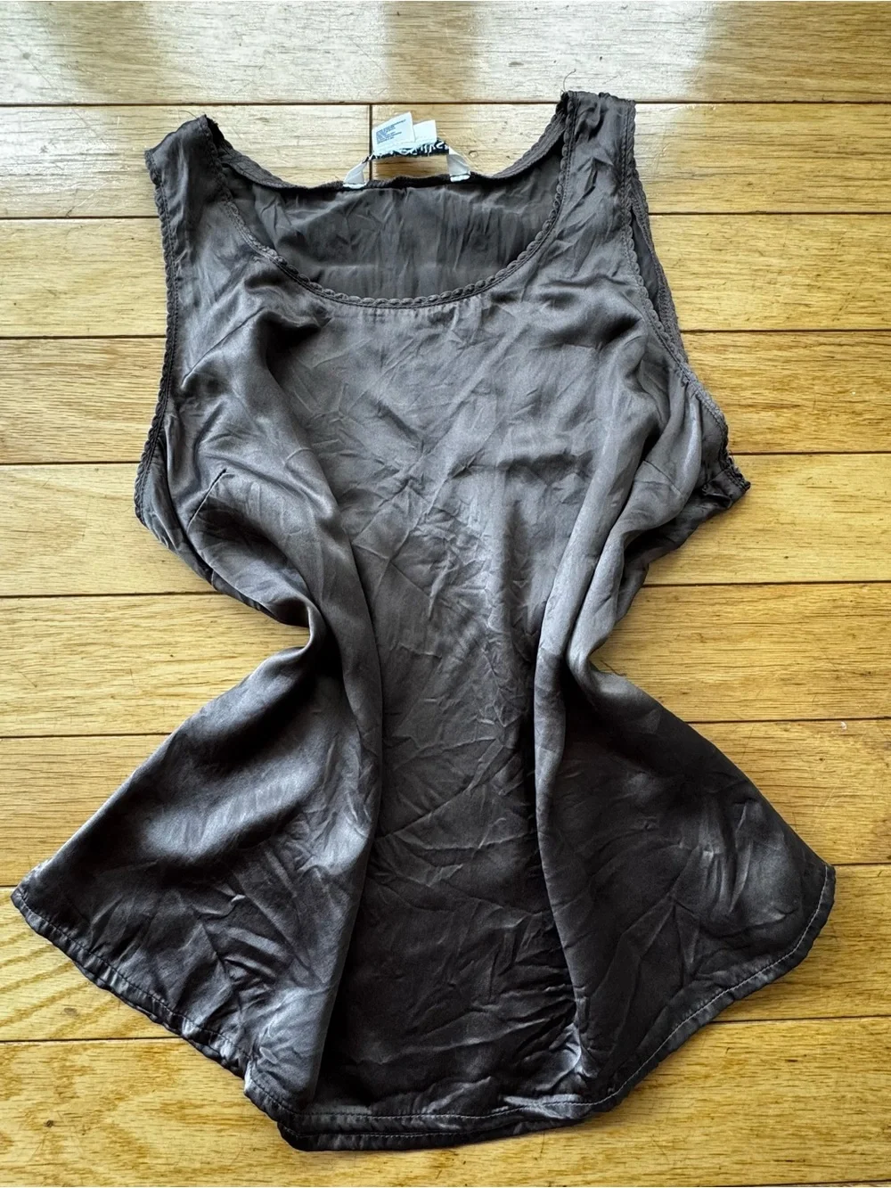Vintage 100% Silk Mauve Satin Tank Top Minimalist Shell - Picture 2 of 5